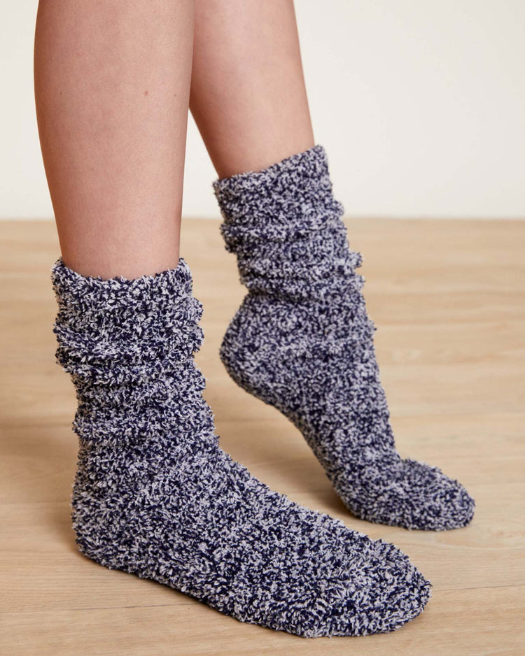 Little barefoot dreams home One Size CozyChic youth socks in heathered indigo