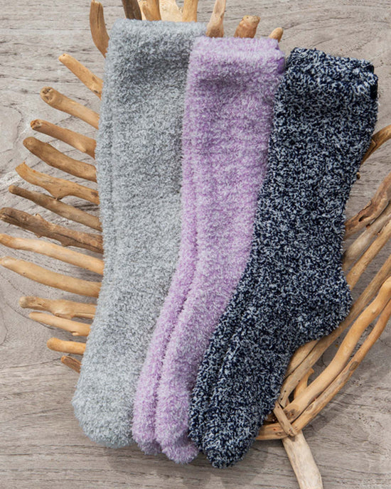 Little barefoot dreams home One Size CozyChic youth socks in heathered lilac