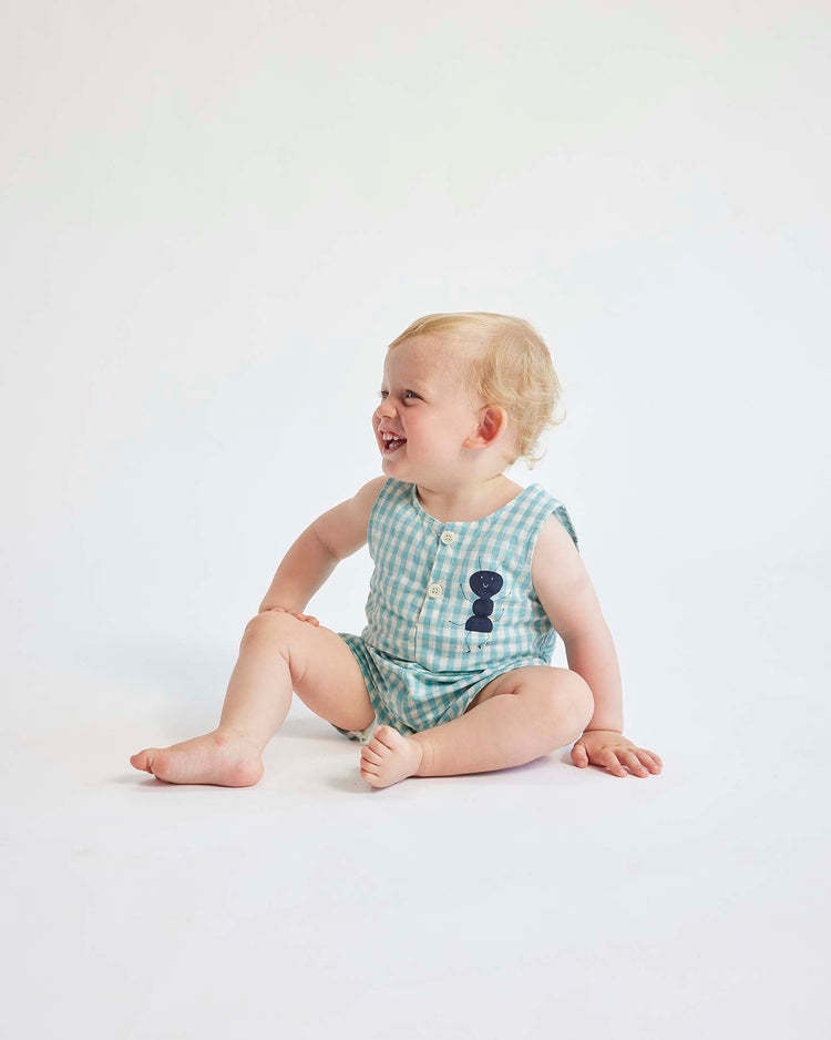 Little bobo choses baby ant vichy woven baby playsuit