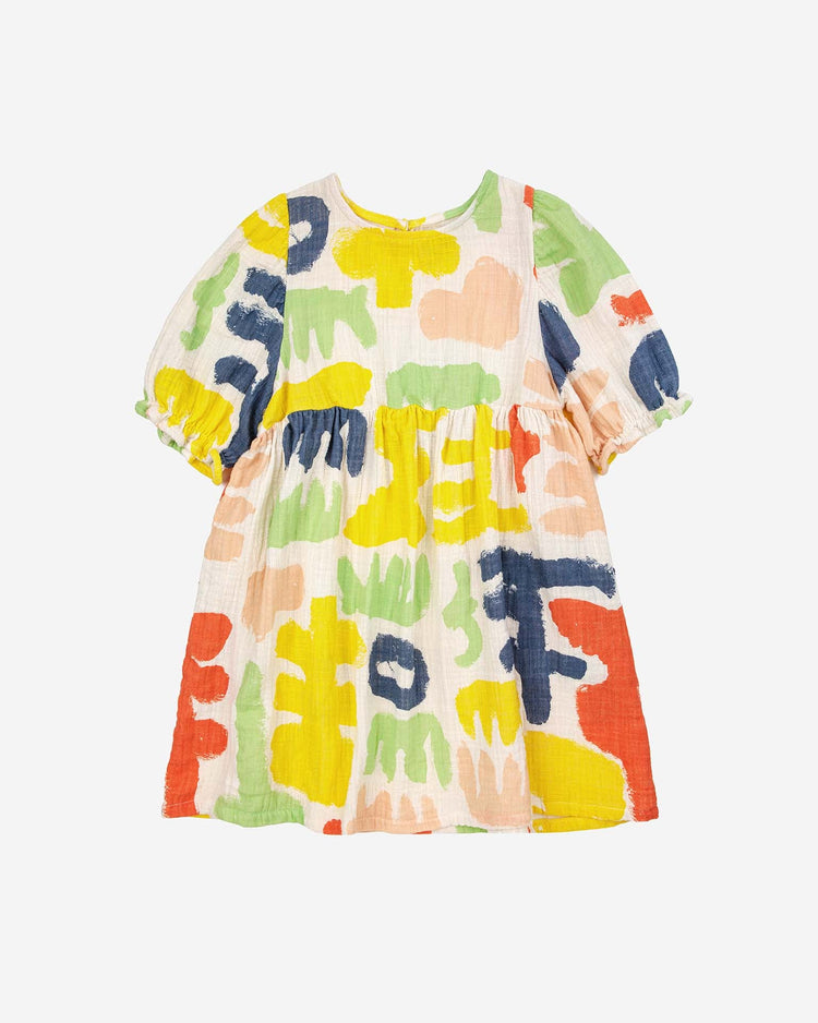 Little bobo choses kids carnival all over puff sleeve woven dress
