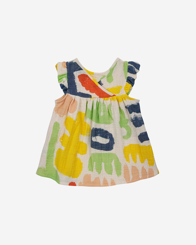 Little bobo choses baby carnival all over woven ruffle baby dress