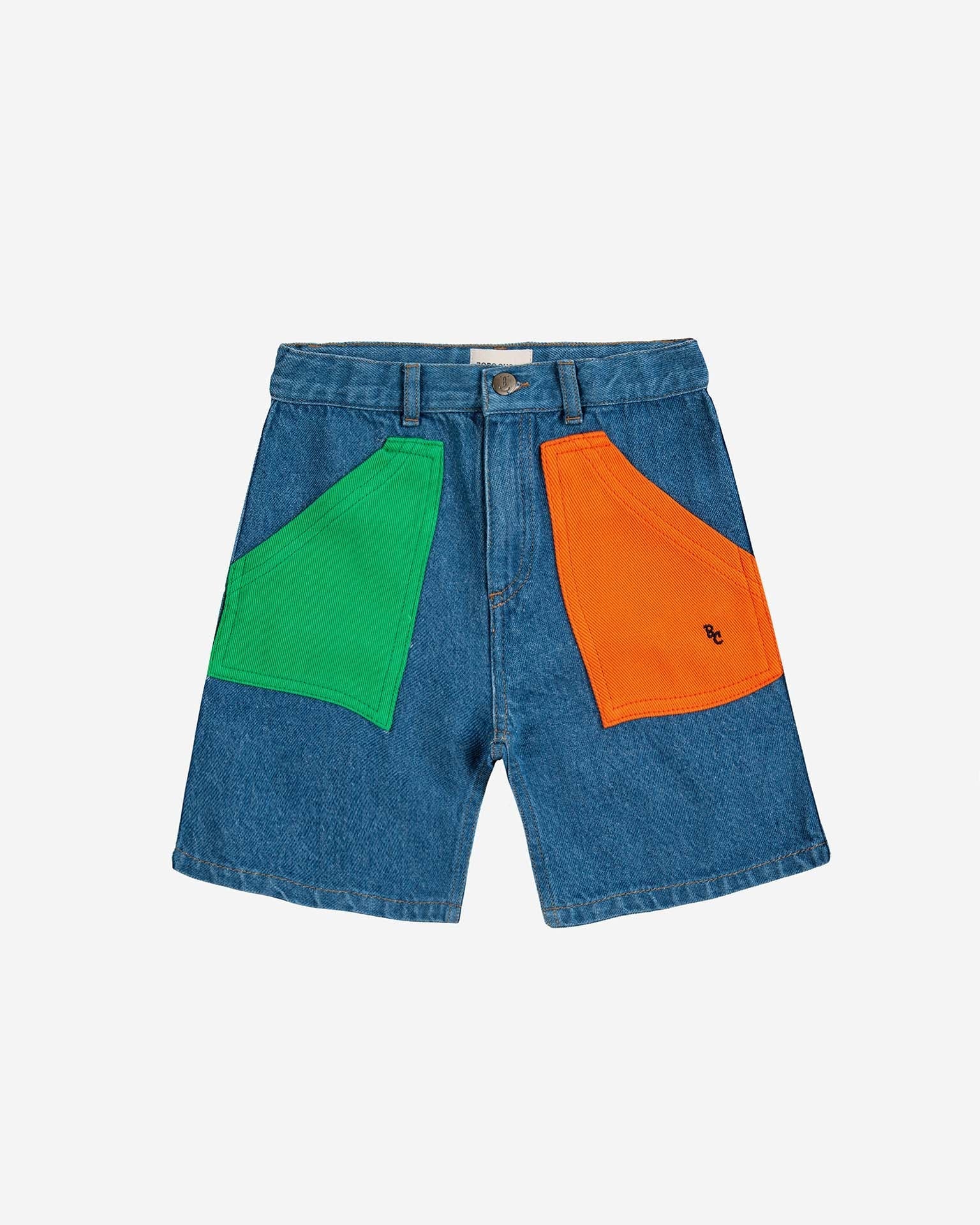 Little bobo choses kids color block denim bermuda shorts