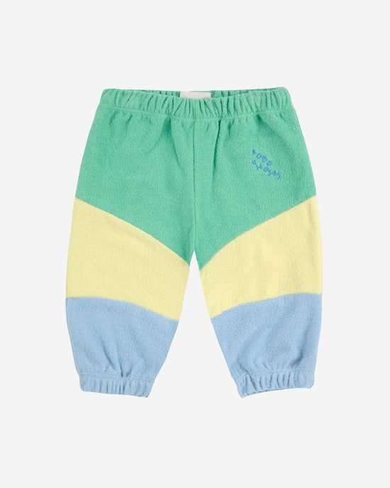 Little bobo choses baby green color block jogging pants in light green