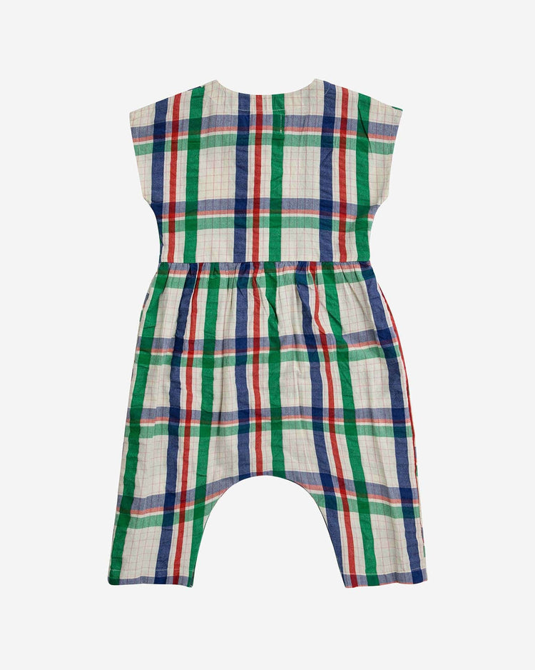Little bobo choses baby madras checks woven baby overalls