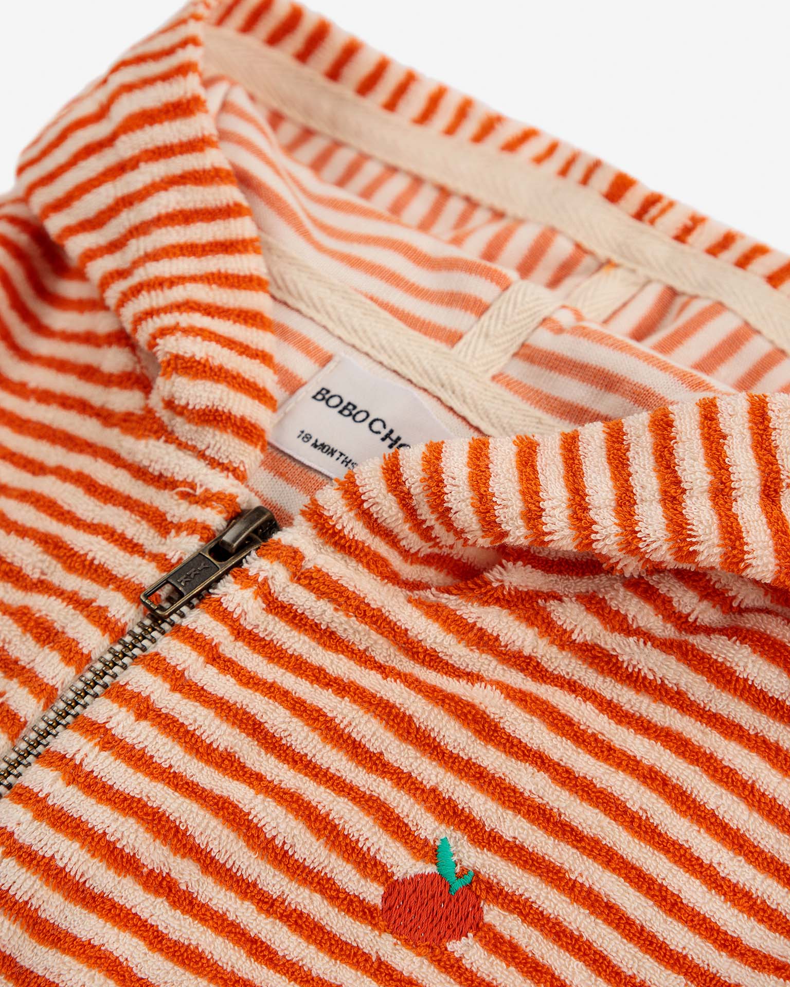 Little bobo choses baby orange stripe terry zip baby hoodie
