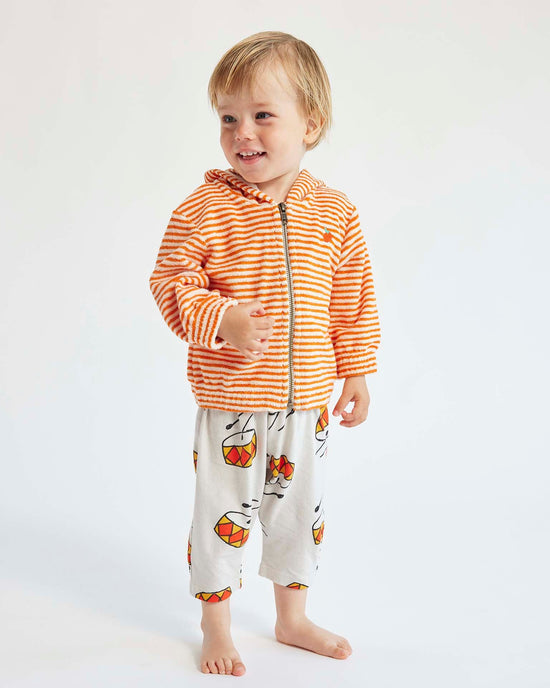Little bobo choses baby orange stripe terry zip baby hoodie
