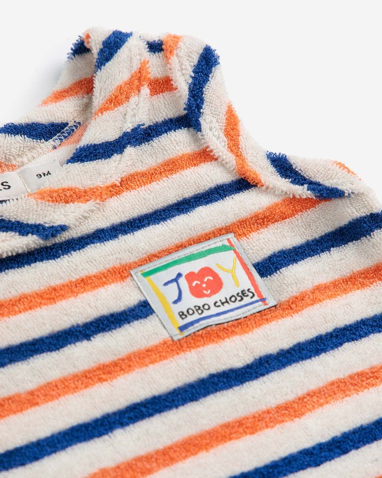 Little bobo choses baby smiling striped terry cloth tank top in off-white