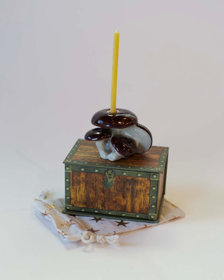 Little camp hollow paper + party mahogany mushroom cluster cake topper