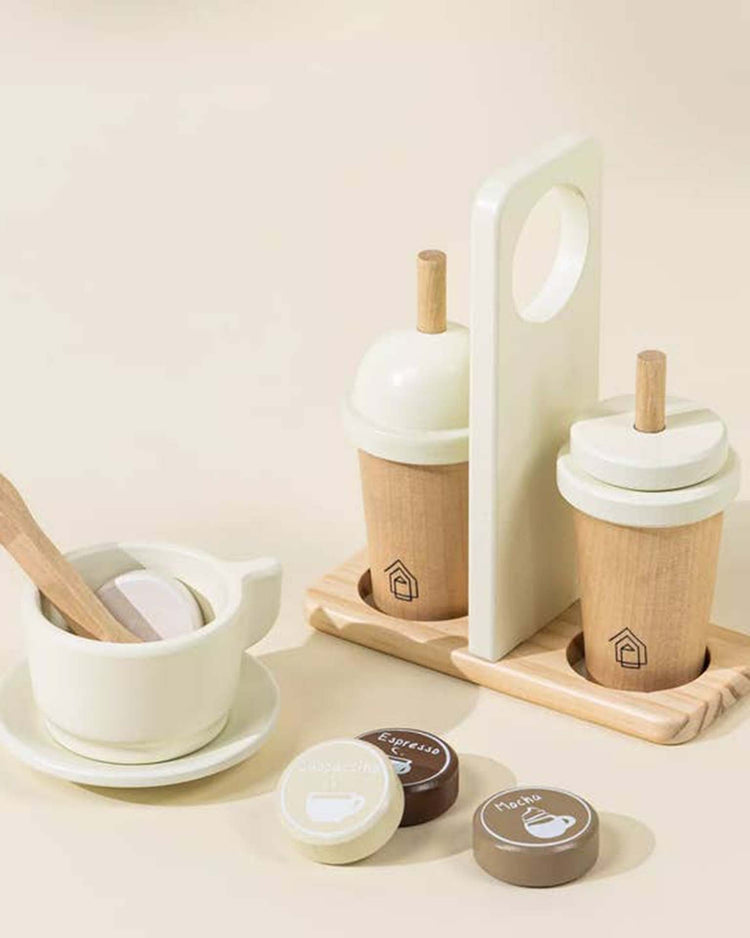 Little coco village play wooden coffee maker set in white