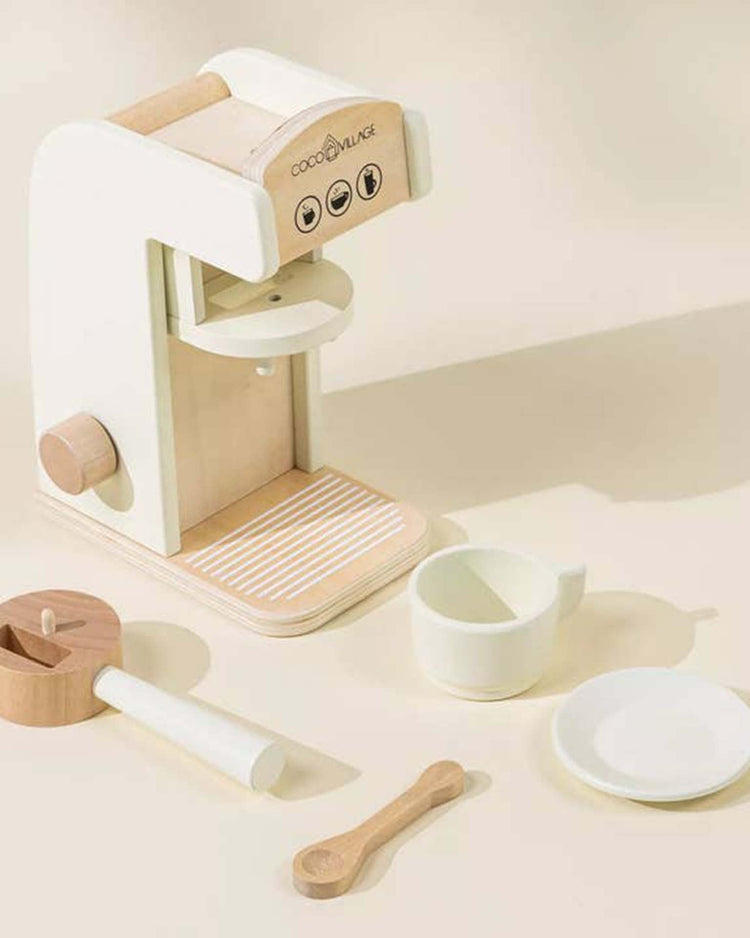 Little coco village play wooden coffee maker set in white