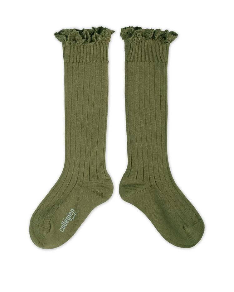 Little collegien accessories joséphine knee socks in olive du Lubéron