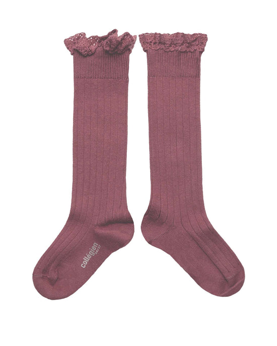 Little collegien accessories joséphine knee socks in raisin rose