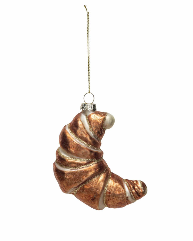 Little creativeco-op home glass croissant ornament w/ glitter