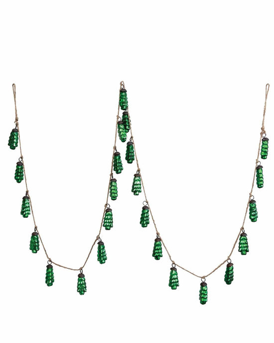 Little creativeco-op home mercury glass tree ornament garland in green