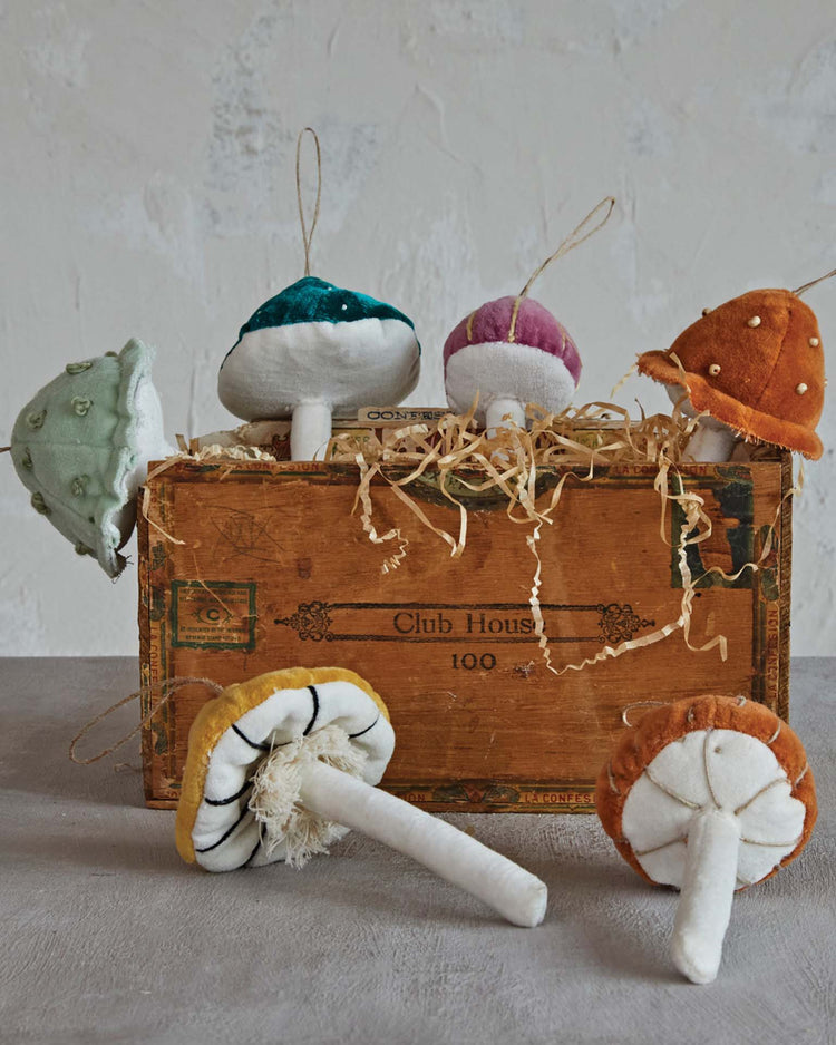 Little creativeco-op home velvet mushroom ornament