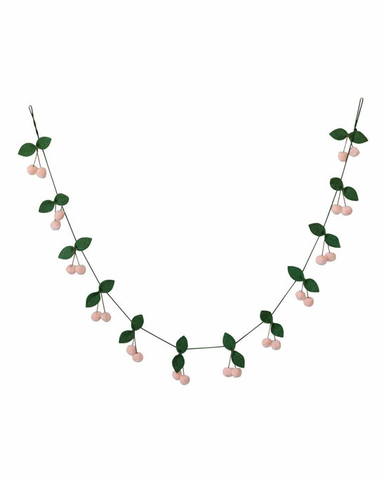 Little creativeco-op home wool felt leaves + pom pom cherry garland