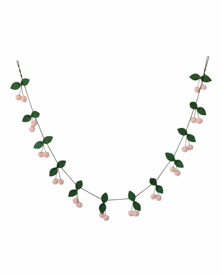 Little creativeco-op home wool felt leaves + pom pom cherry garland