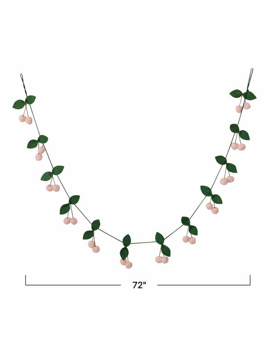 Little creativeco-op home wool felt leaves + pom pom cherry garland
