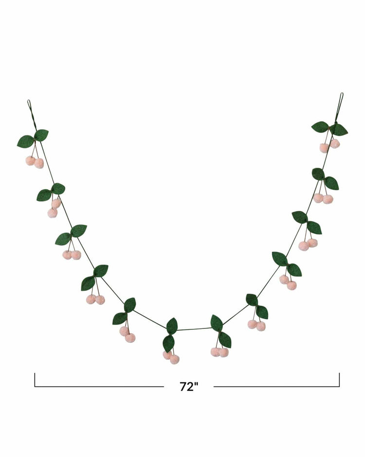 Little creativeco-op home wool felt leaves + pom pom cherry garland