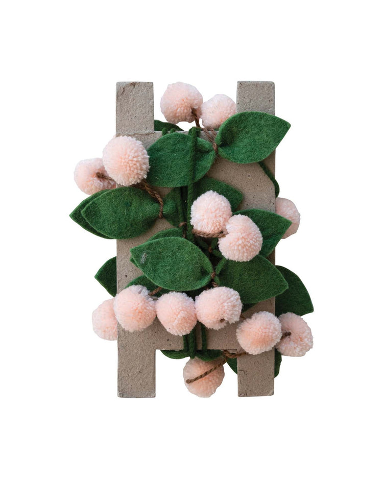Little creativeco-op home wool felt leaves + pom pom cherry garland