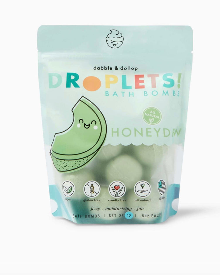 Little dabble + dollop room 100% natural bath bombs in honeydew melon