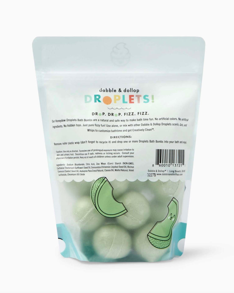 Little dabble + dollop room 100% natural bath bombs in honeydew melon