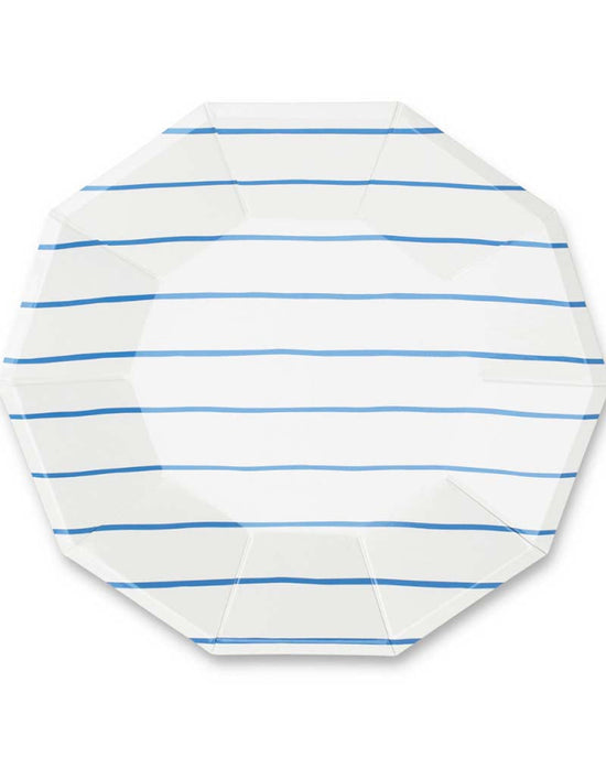 Little daydream society party cobalt frenchie striped small plates