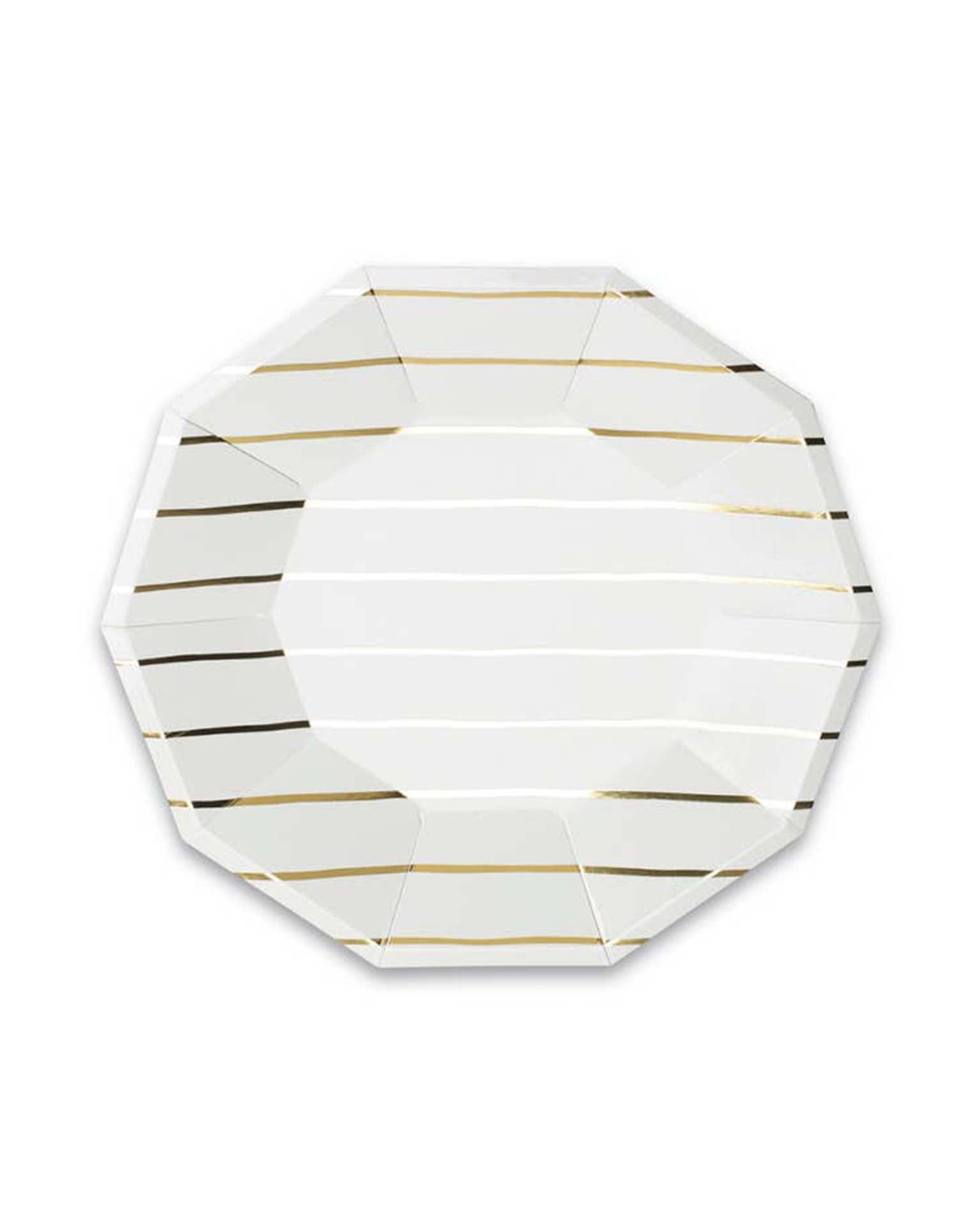 Little Daydream Society party gold frenchie striped small plates