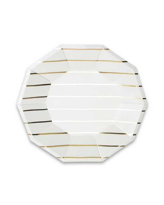 Little Daydream Society party gold frenchie striped small plates