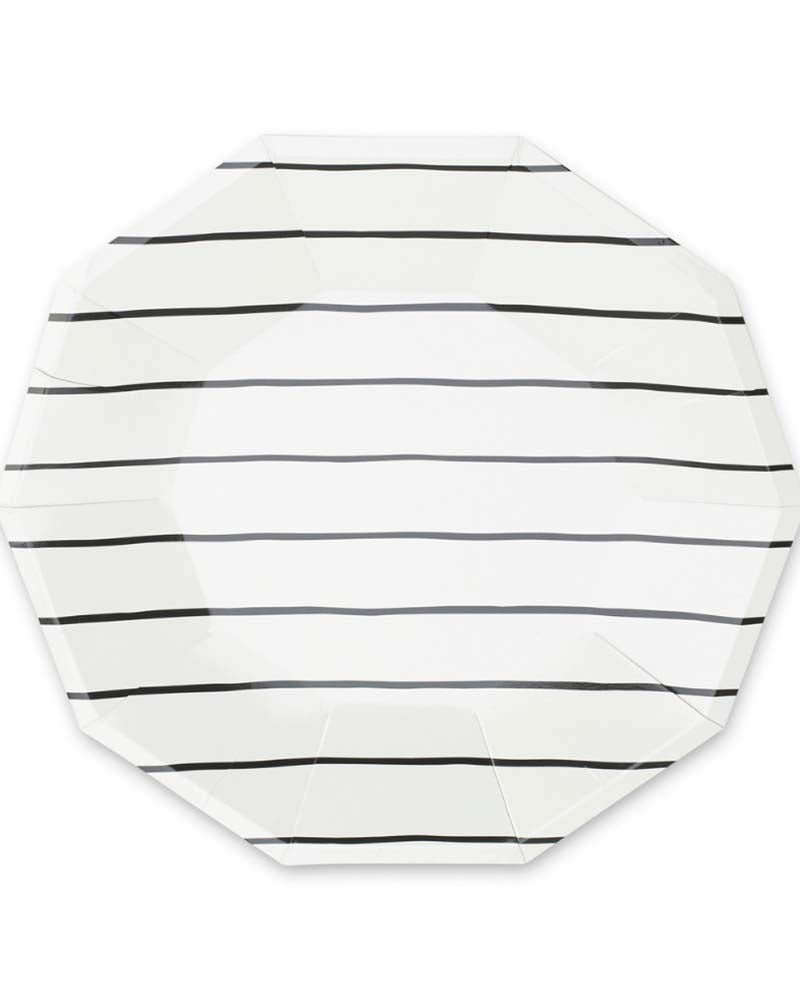 Little daydream society party ink frenchie striped large plates