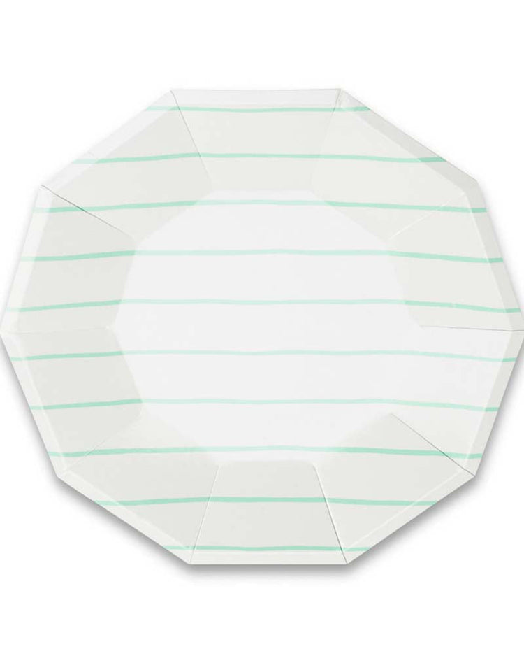 Little daydream society party mint frenchie striped large plates