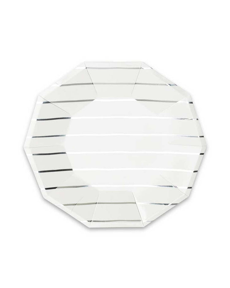 Little Daydream Society party silver frenchie striped large plates