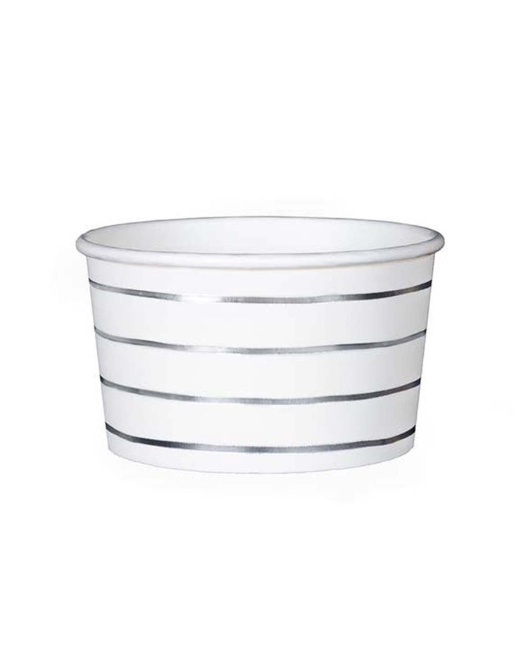Little Daydream Society party silver frenchie striped treat cups
