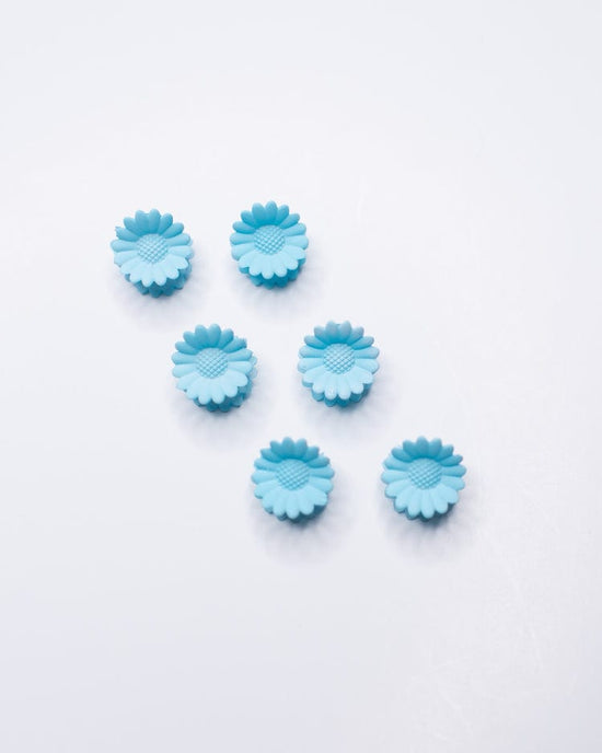 Little denim + daisy accessories flower mini clips in baby blue