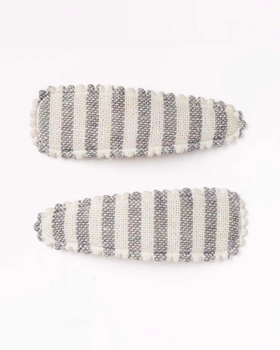Little frankie + claude accessories aubrey linen gray stripe hair clips