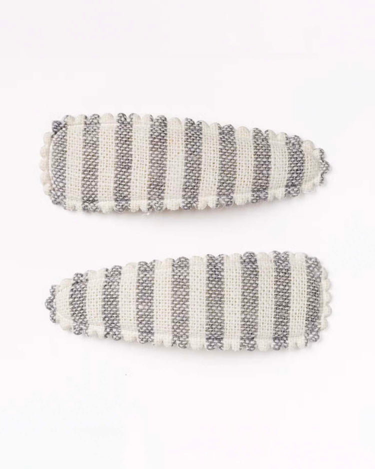 Little frankie + claude accessories aubrey linen gray stripe hair clips
