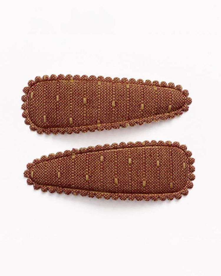 Little frankie + claude accessories copper orange raised stitch hair clips