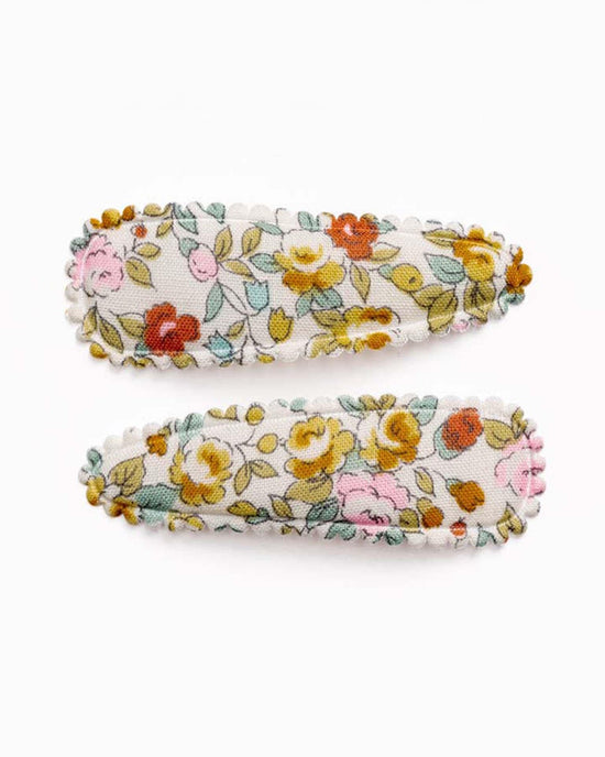 Little frankie + claude accessories isla yellow floral fabric hair clips