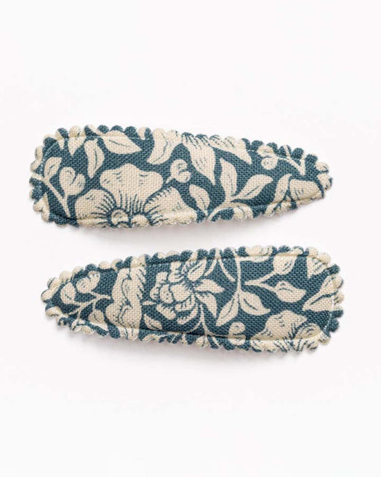Little frankie + claude accessories lake blue floral fabric hair clips