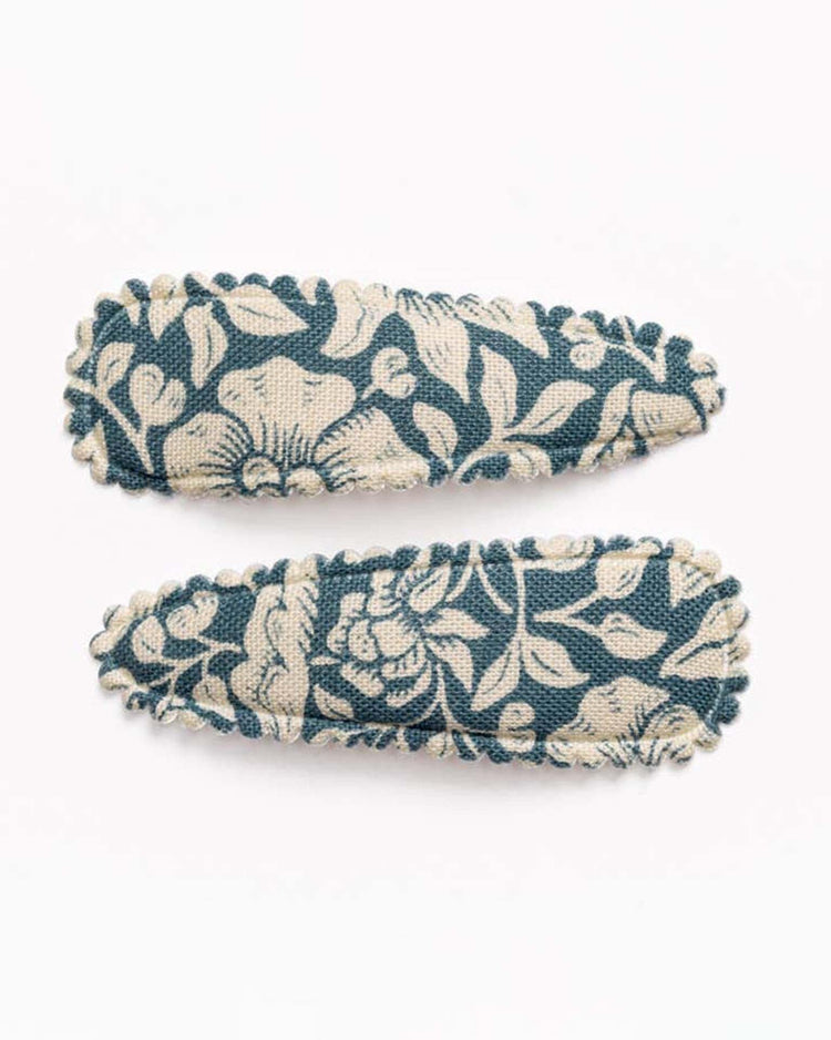 Little frankie + claude accessories lake blue floral fabric hair clips