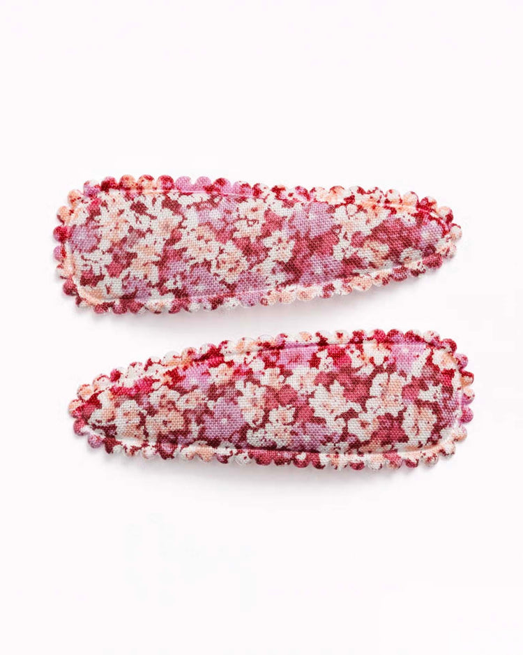 Little frankie + claude accessories riley maroon floral hair clips