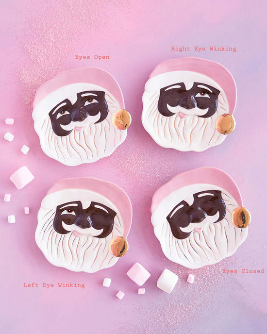 Little glitterville paper + party black papa noel cookie plates in pink
