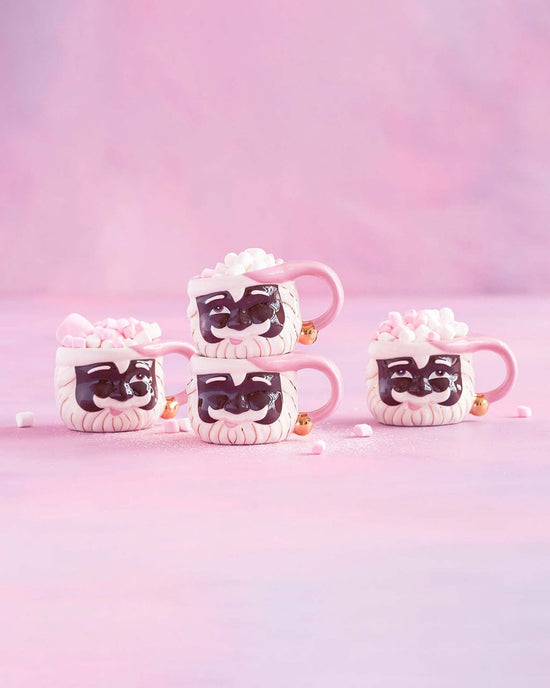 Little glitterville paper + party black papa noel mugs in pink