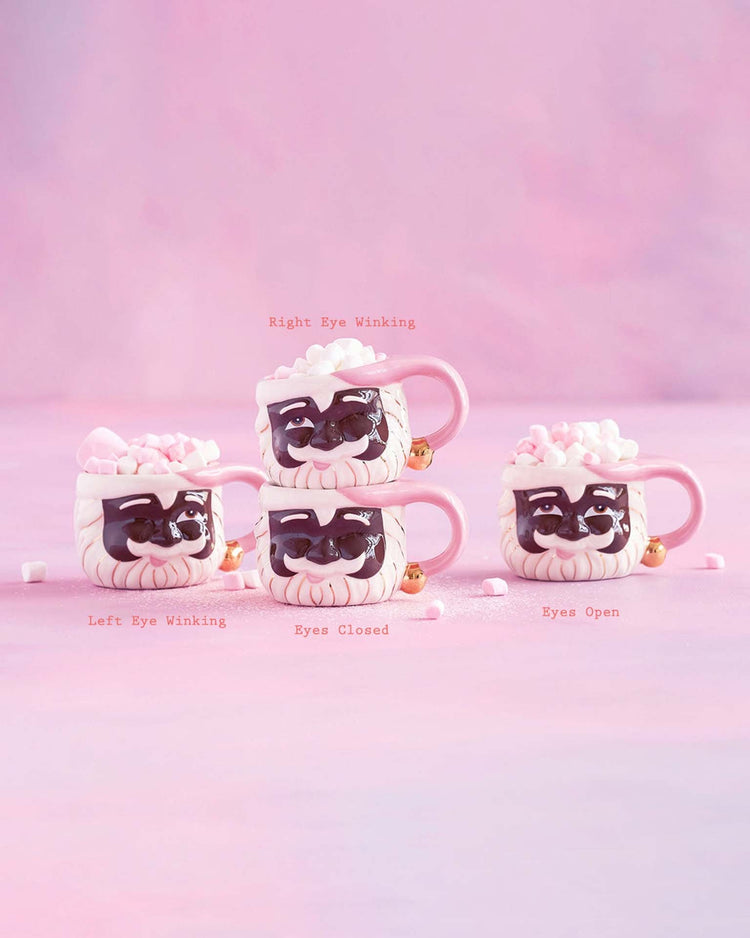 Little glitterville paper + party black papa noel mugs in pink