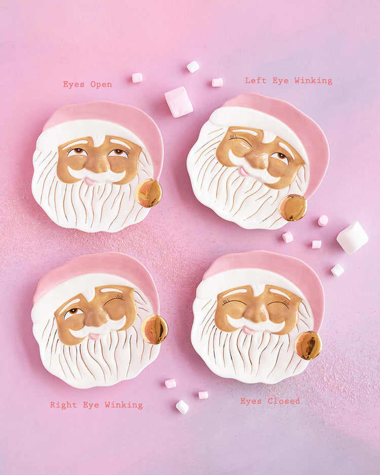 Little glitterville paper + party brown papa noel cookie plate in pink