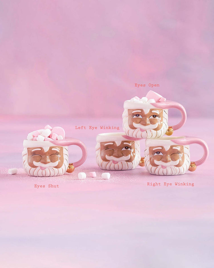 Little glitterville paper + party brown papa noel mugs in pink