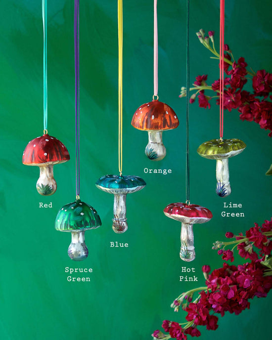Little glitterville paper + party mushroom ornaments