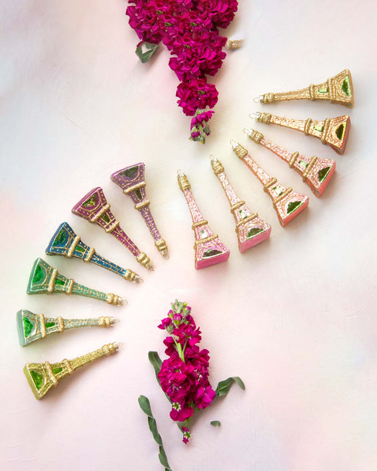 Little glitterville paper + party rainbow Eiffel tower ornaments