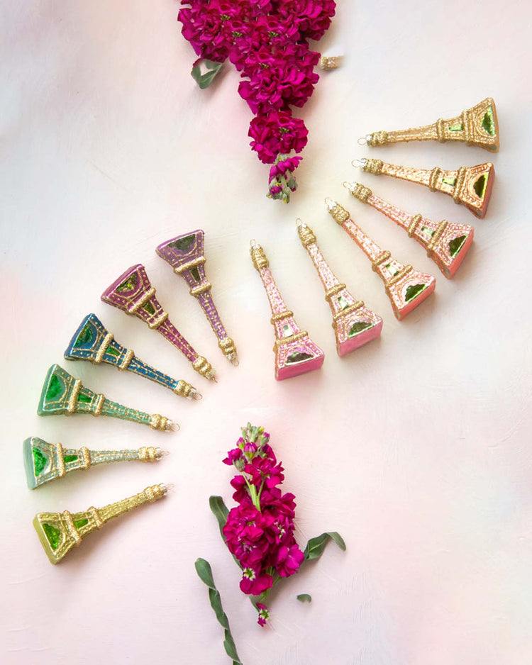 Little glitterville paper + party rainbow Eiffel tower ornaments