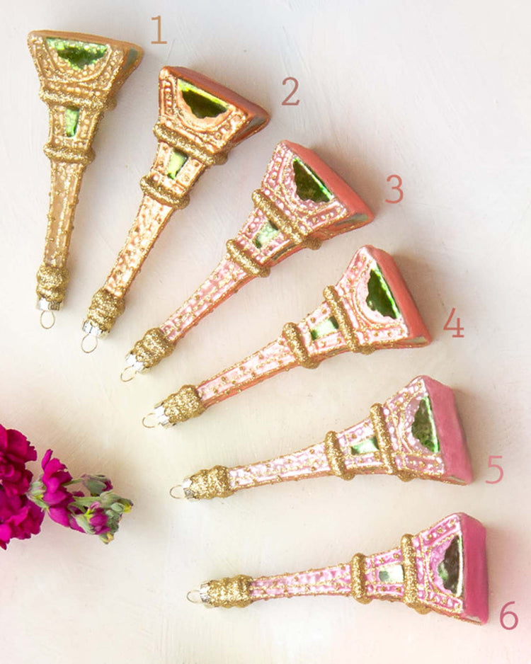Little glitterville paper + party rainbow Eiffel tower ornaments